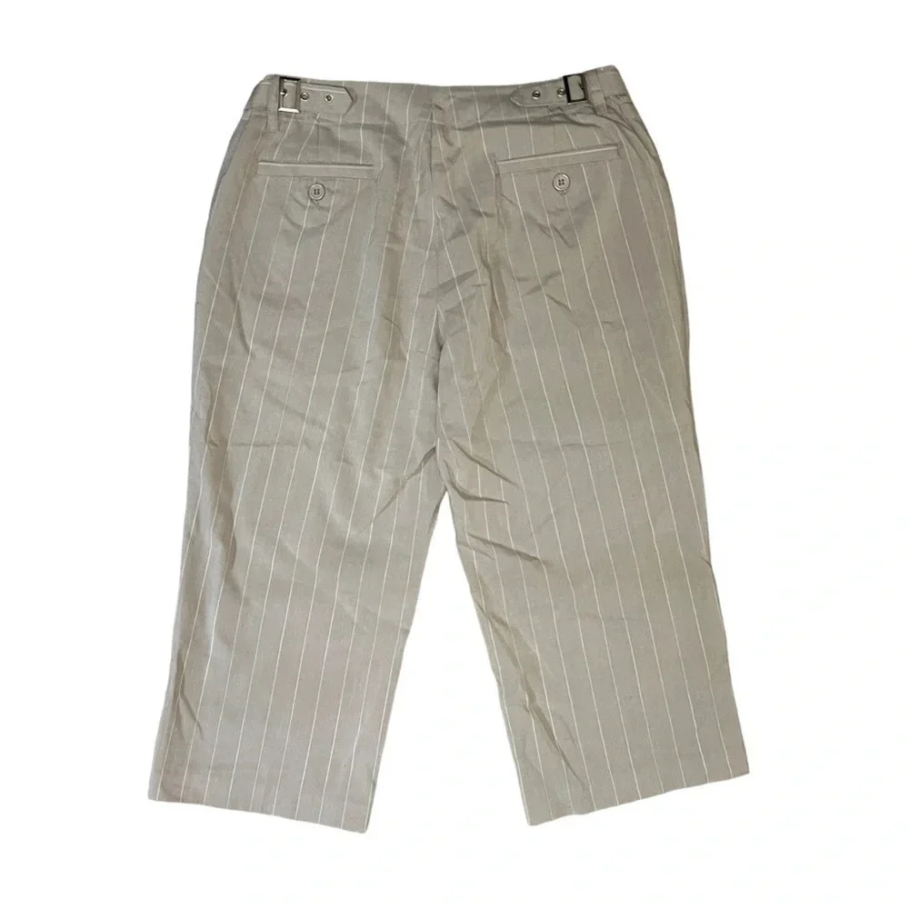 Y2K Tan Short Capri Pants Pinstripe 5/6 Long shorts